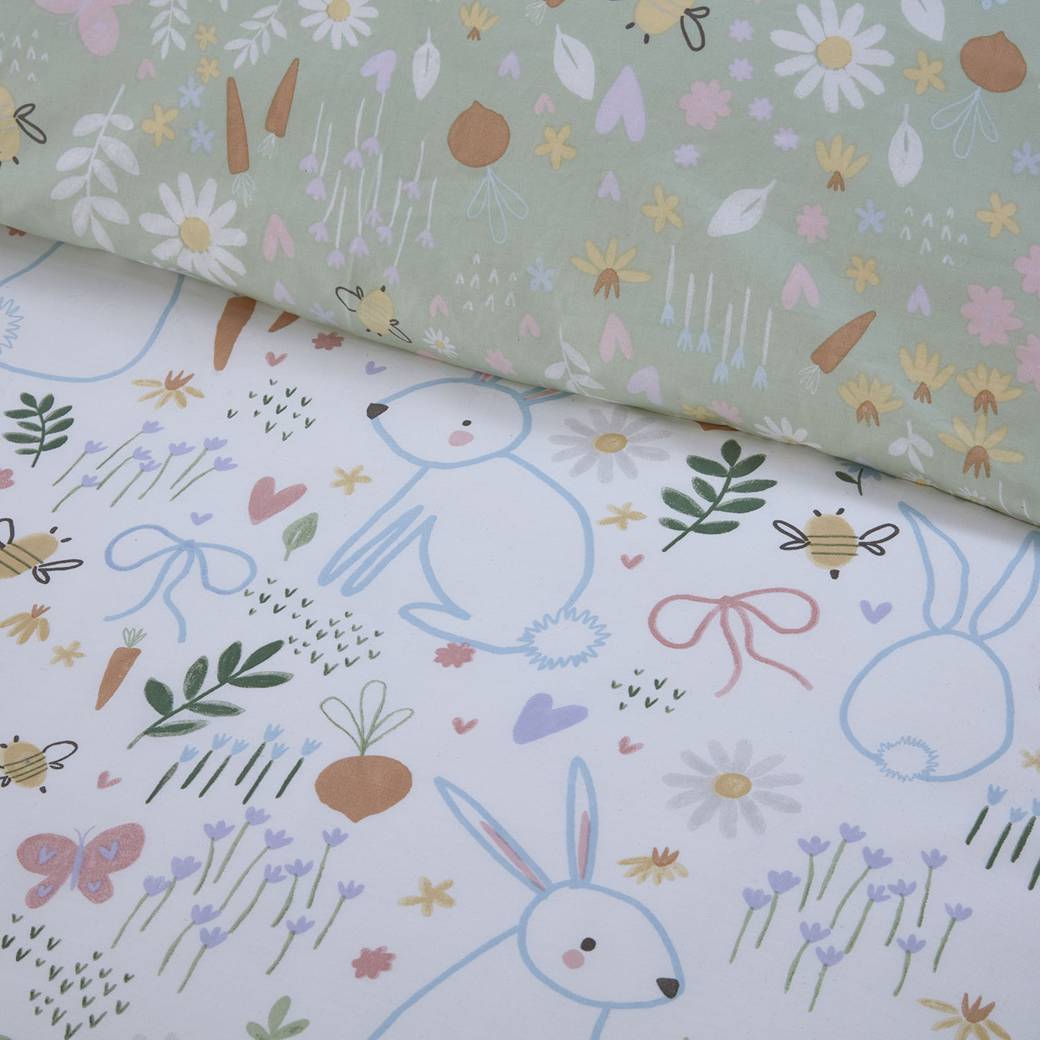 Easter Bunny Duvet Cover and Pillowcase - White Image 5