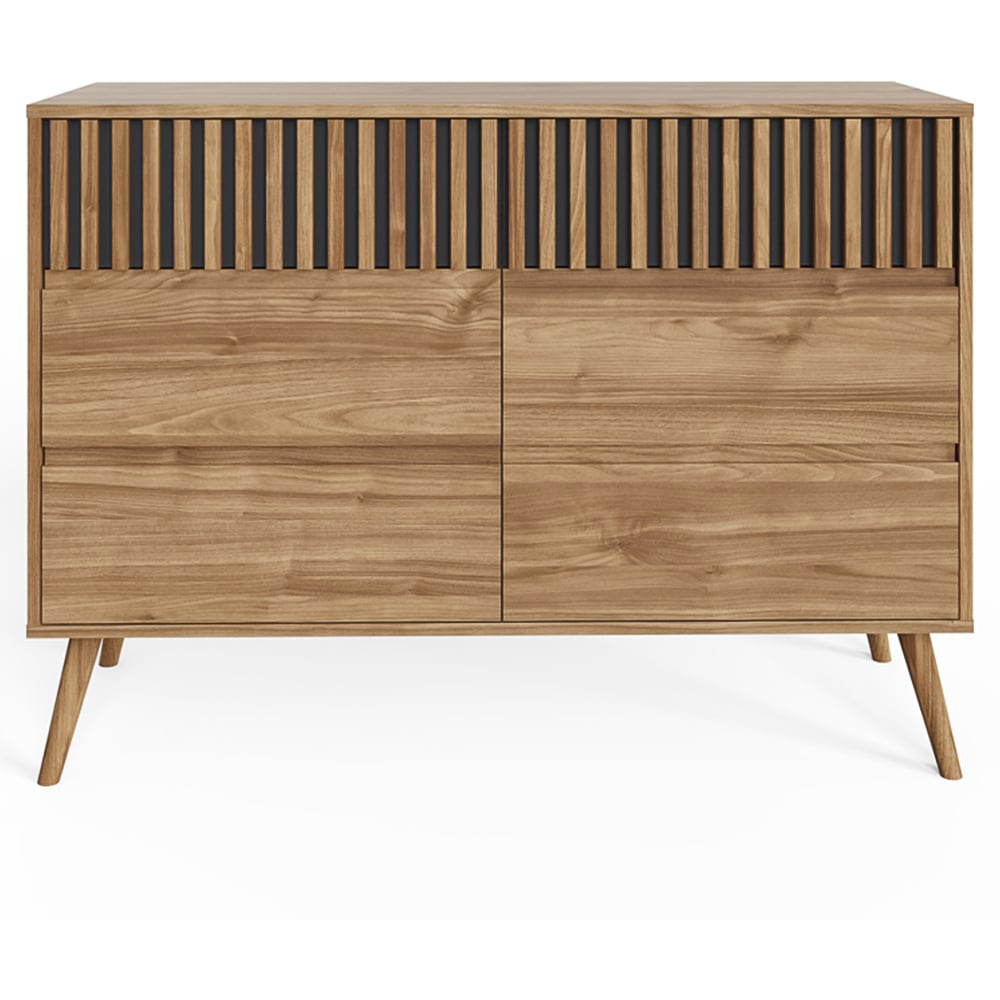 GFW Rowan 6 Drawer Oak Slatted Chest of Drawers Image 4
