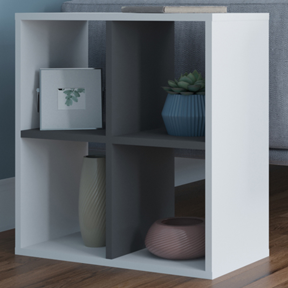 Decorotika Hansen 4 Shelf White and Anthracite Side Table Image 1