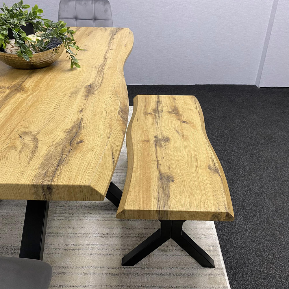 Kosy Koala Dakota 6 Seater Velvet Wooden Rectangle Dining Set with Bench Grey Image 2