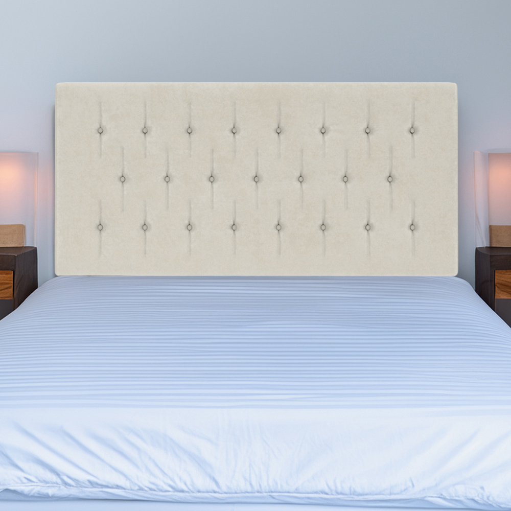 Bedmaster Double Cream Naples Velvet Lona Buttoned Headboard Image 1
