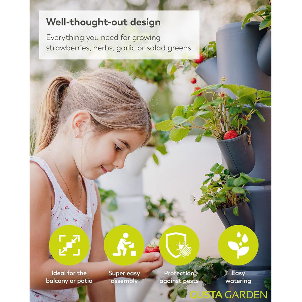 Gusta Garden Sissi Strawberry White 4-TierEasy Watering Hanging Strawberry Planter Image 3