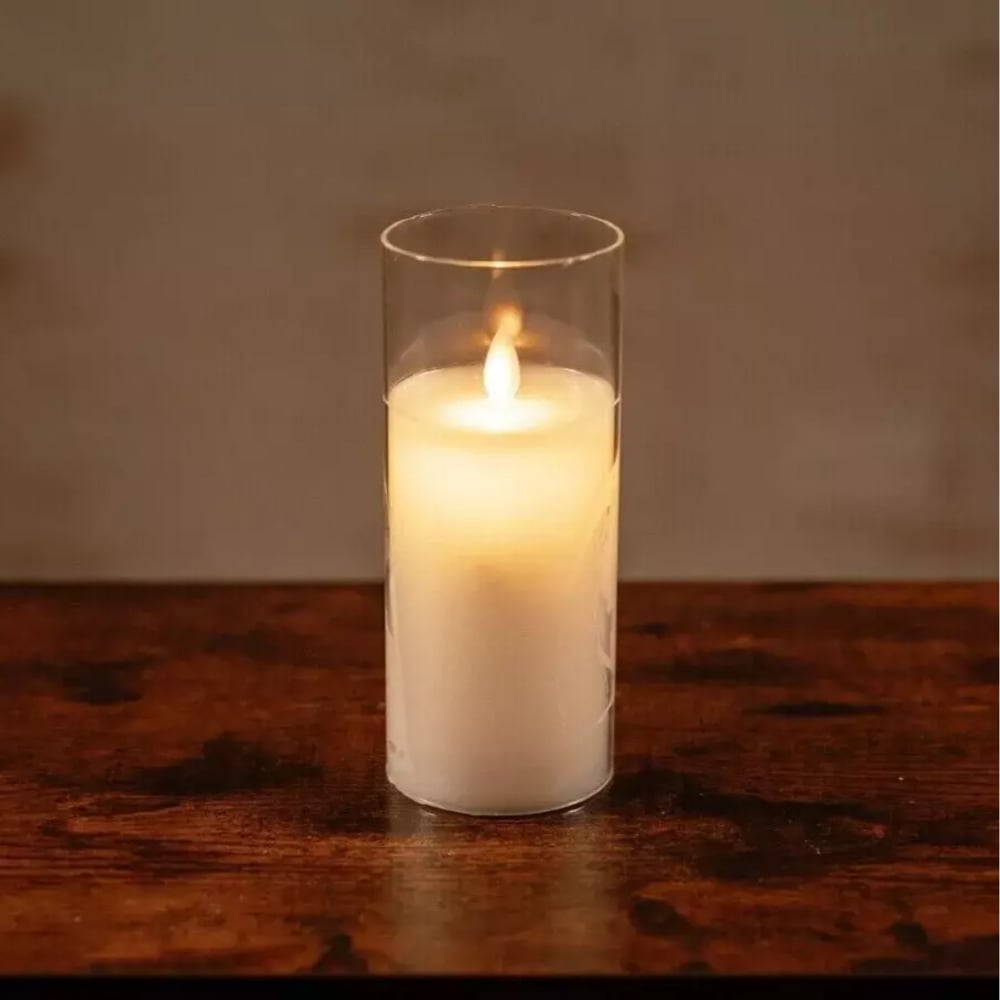 Marco Paul LED Flameless Unscented Pillar Candle Glass Jar Light 17cm Image 2