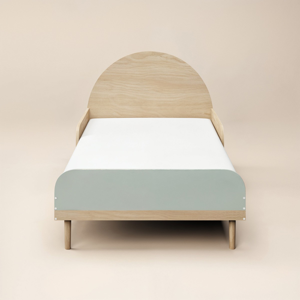 Flair Noah Single Green and Oak Bed Frame with Curved Headboard Image 3