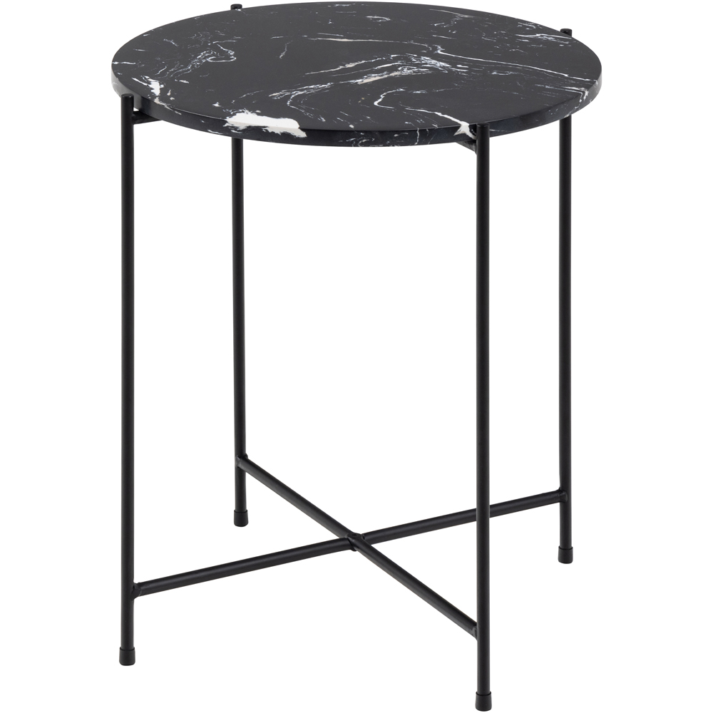 Florence Avila Black Polished Marble Stone Side Table Image 3