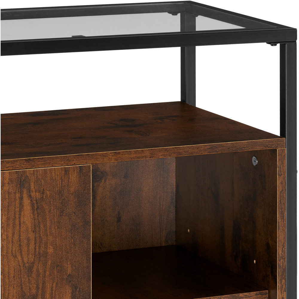 tectake Dark Wood Glass Tabletop Coventry Sideboard Image 8