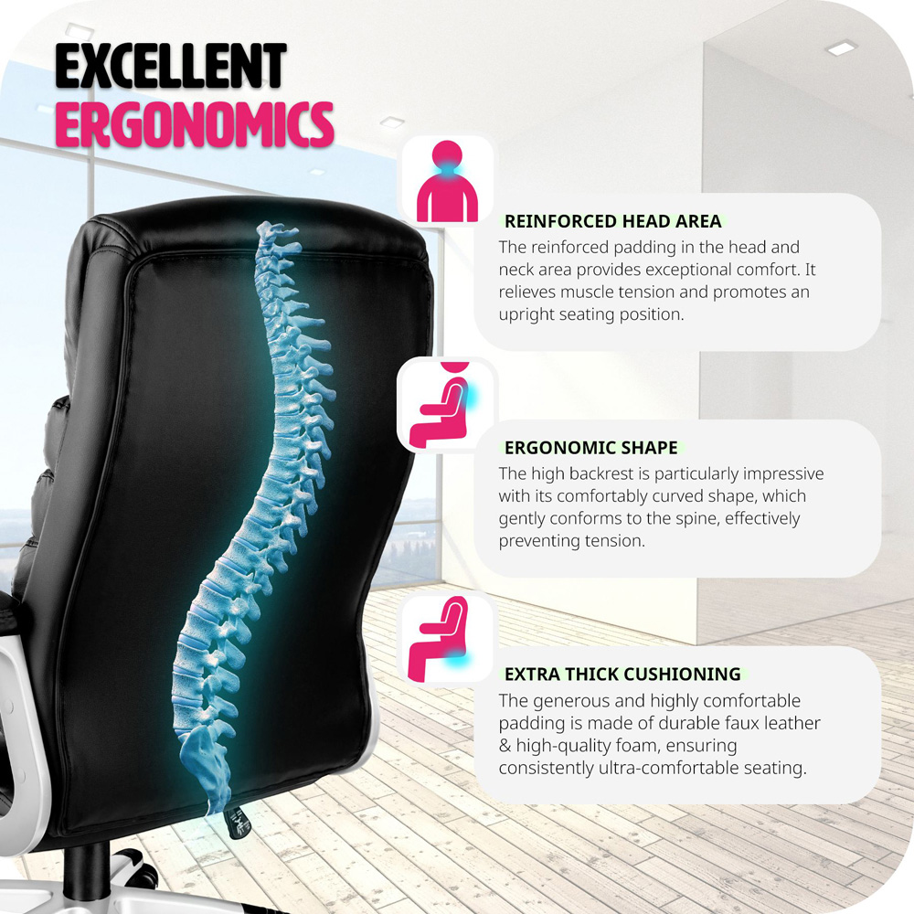 tectake Paul Black Height Adjustable Padded Office Chair Image 5