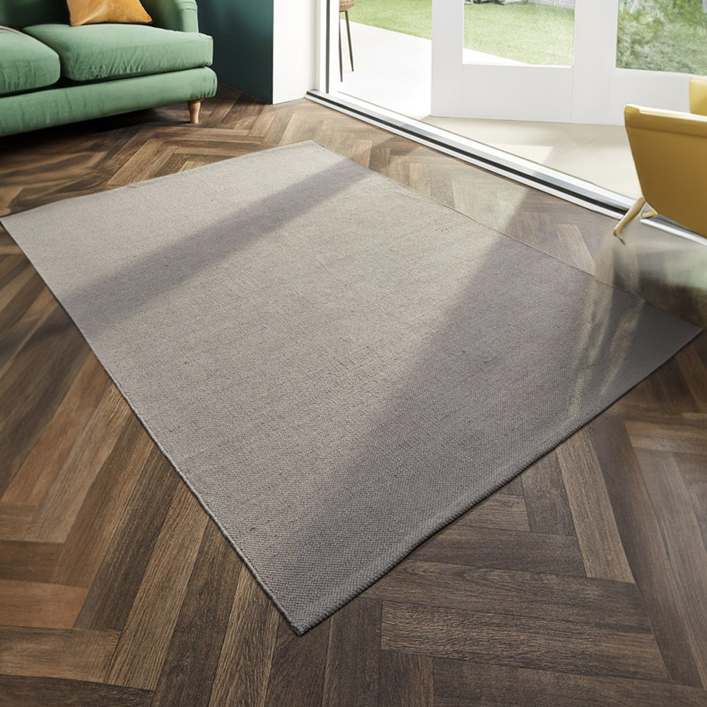 Hug Rug Warm Grey Plain Woven Rug 120 x 170cm Image 2