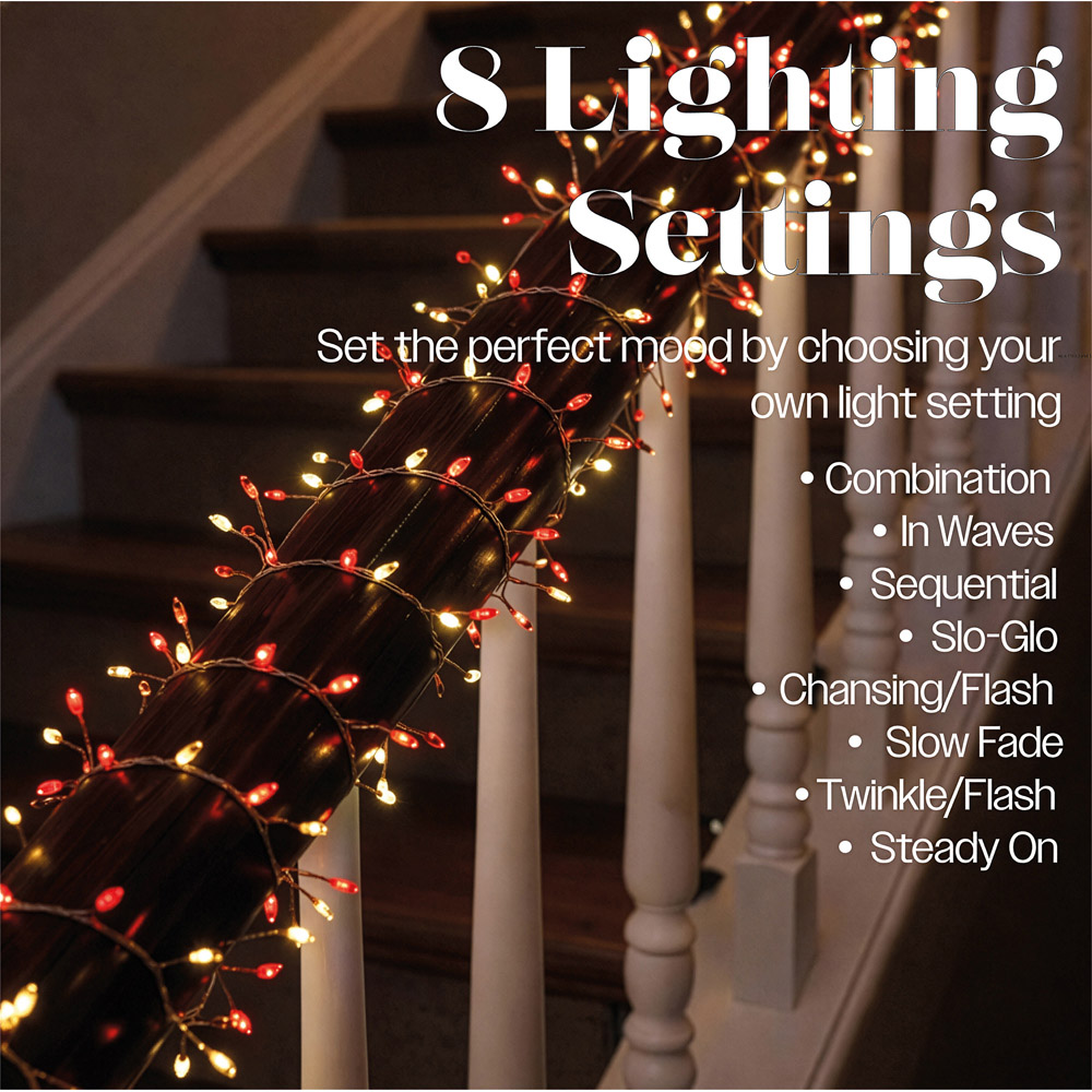 Xmas Haus 540 Warm White and Ruby Red LED Silver Cable Christmas Cluster Light 6m Image 7
