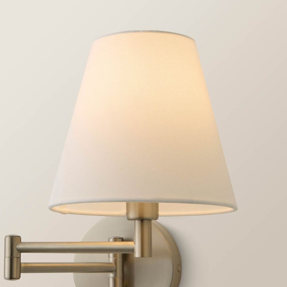ValueLights Sonia Tapered Shade Brushed Chrome Adjustable Swing Arm Wall Light with Bulb Image 3