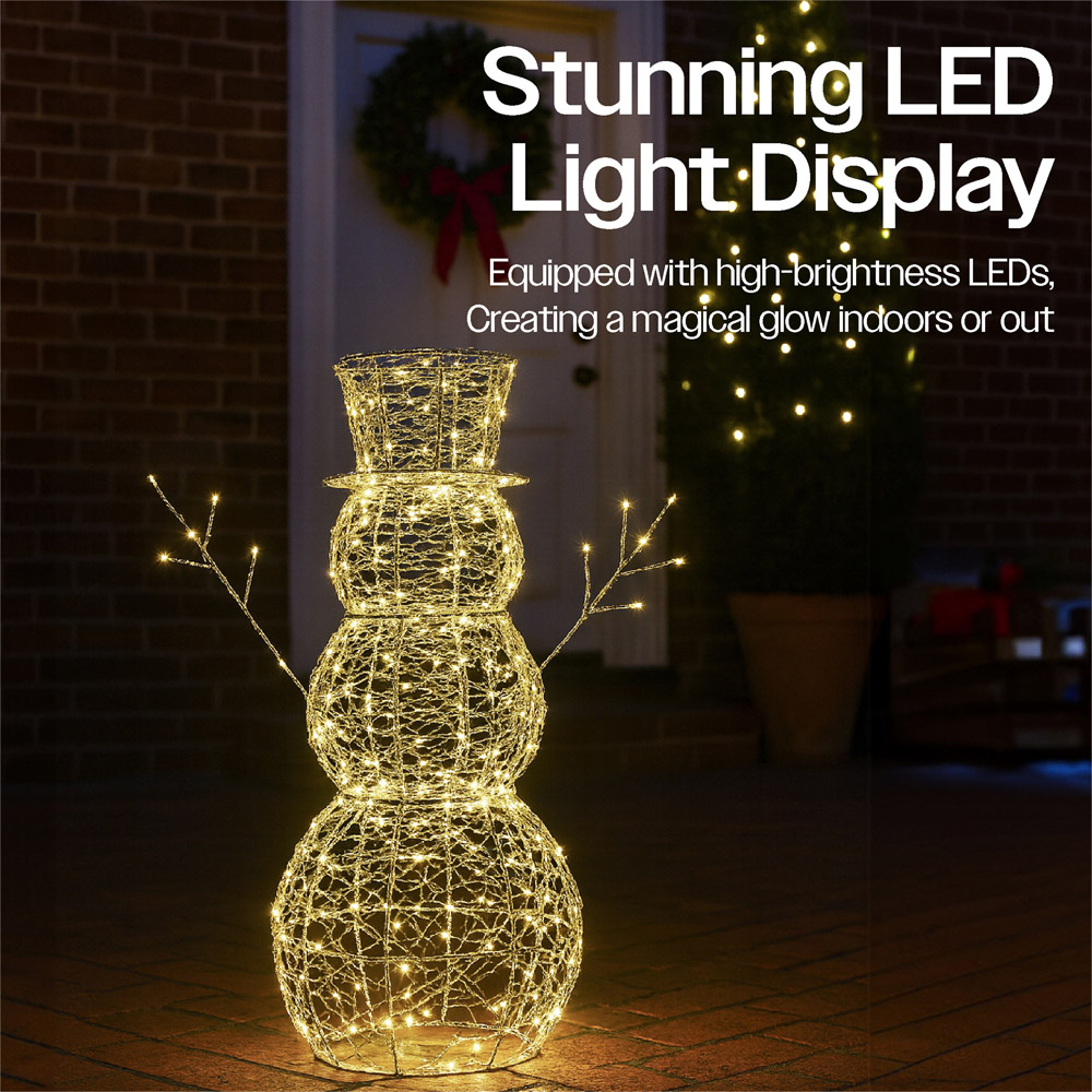 Xmas Haus Silver 330 Warm White LED Snowman 2ft Image 5