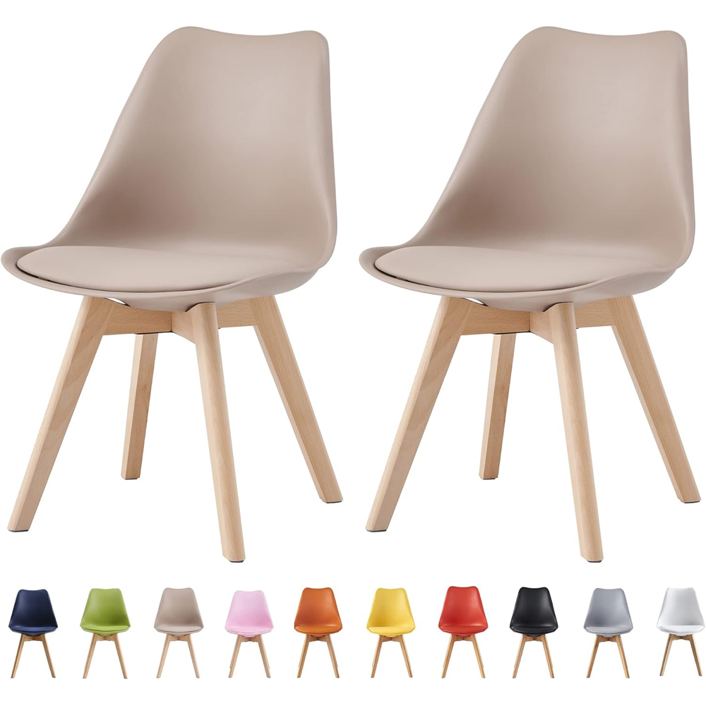 Eva Set of 2 Brown Padded Dining Chairs Image 7