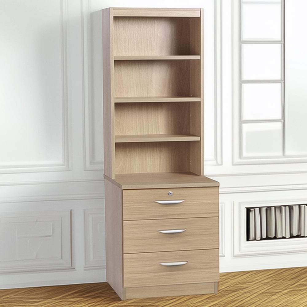 R White Cabinets 3 Drawer 4 Shelf Brown Storage Chest with Hutch Image 1