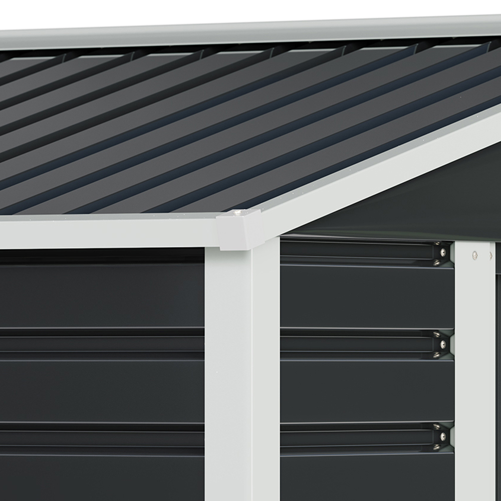 Living and Home 7 x 4ft 2 Door Anthracite Metal Garden Storage Shed Image 7