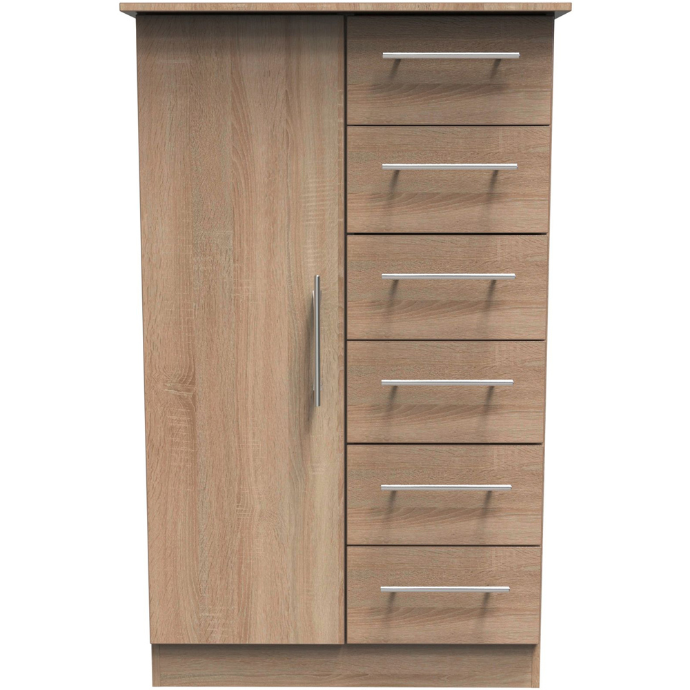 Crowndale Sherwood Single Door 6 Drawer Bardolino Oak Children Wardrobe Image 2