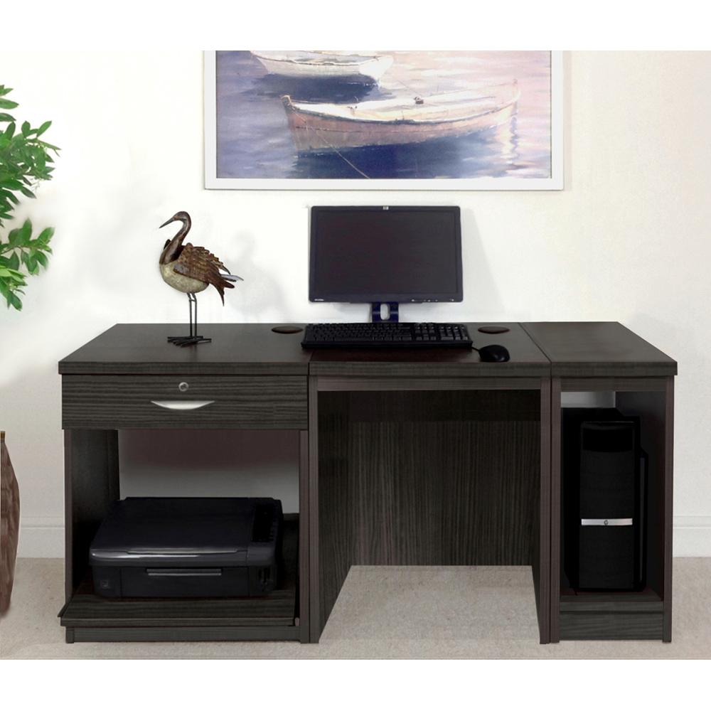 R White Cabinets Single Drawer Black Set-10 Desk with Printer Shelf Image 4