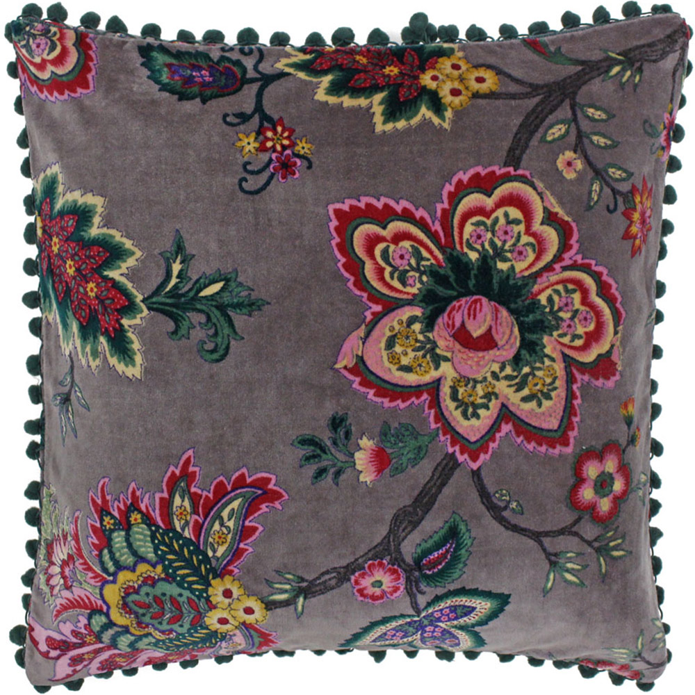 Paoletti Palampur Mink Velvet Cushion Image 1