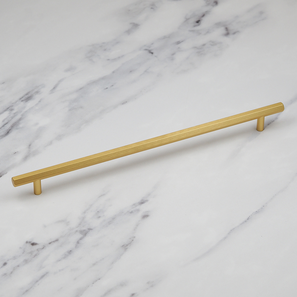 Handle & Home Brushed Brass Hexagon T-Bar Handle 320mm Image 3