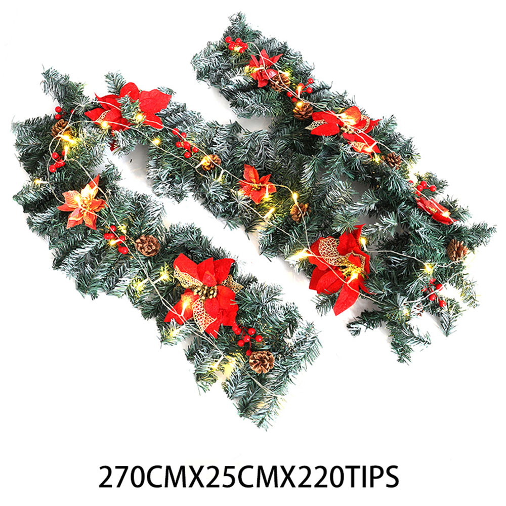Living and Home Christmas Garland with Red Flower and Berries 270cm Image 8
