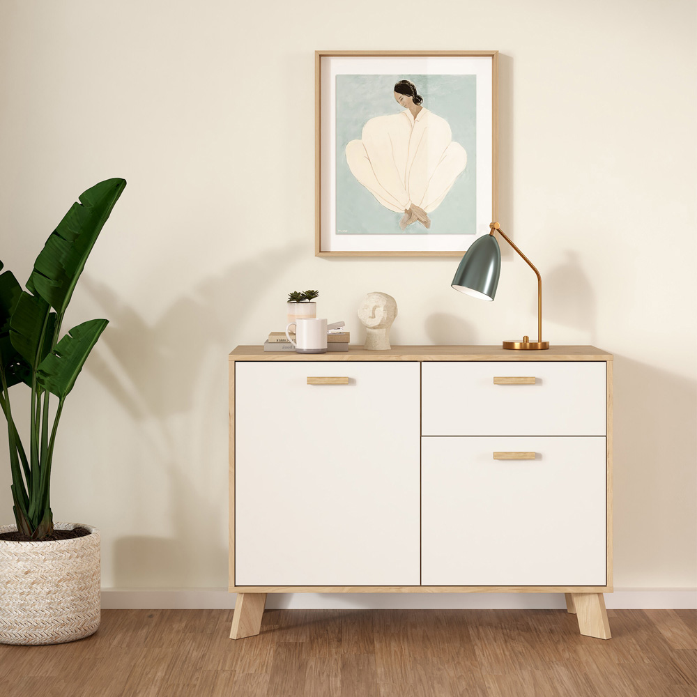Furniture To Go 2 Door Single Drawer White and Brown Sideboard Image 6
