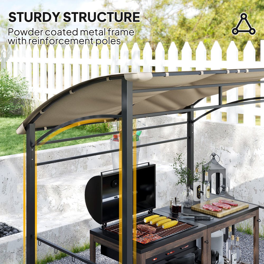 Outsunny 2.2 x 1.5m Khaki BBQ Tent Sun Shade with Canopy Gazebo Image 6