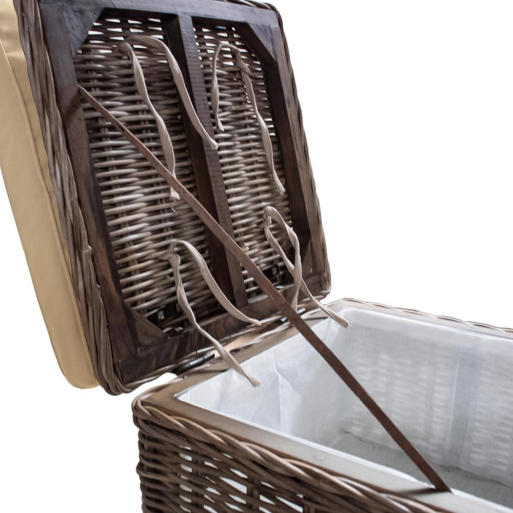 FWStyle Maya Grey Wash and Brown Handmade Lift Up Storage Stool Image 4