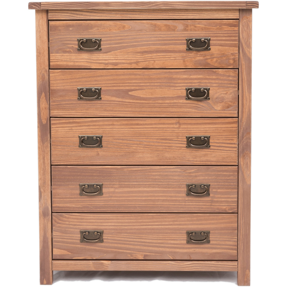 Cabinet Bits Padua 5 Drawer Brown Brass Drop Handle Chest of Drawers Image 2