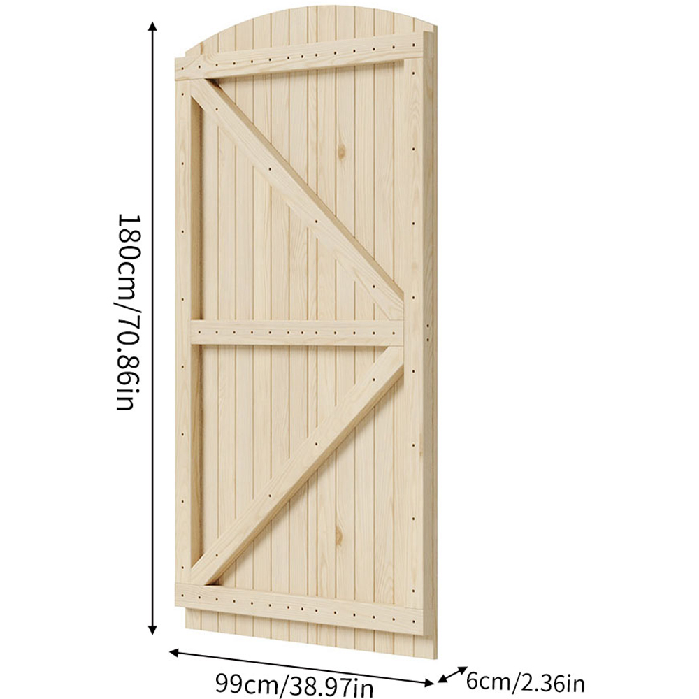Living and Home Wooden Arch Top Garden Gate with Latch 3.2 x 5.9ft Image 8