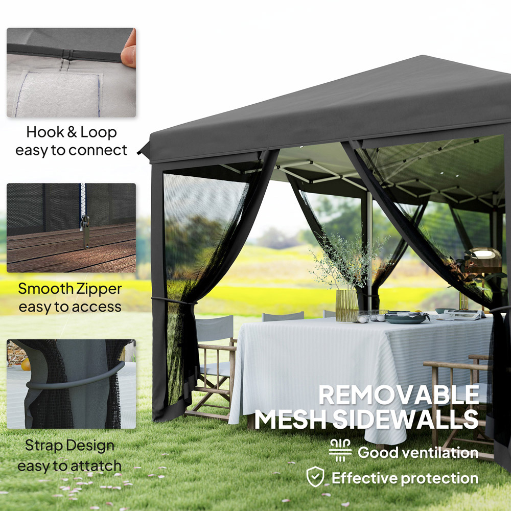 Outsunny 6 x 3m Black Canopy Tent with 6 Removable Sidewalls Image 5