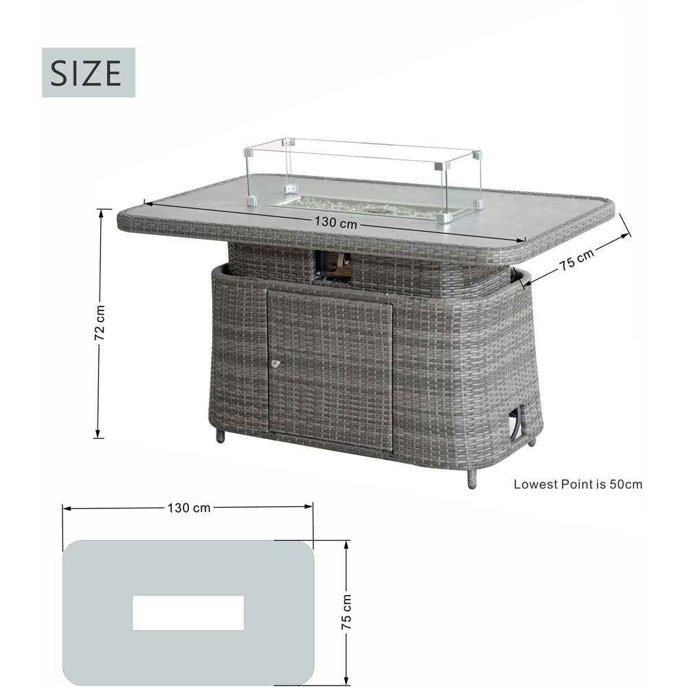 Direct Wicker Grey Rattan Height Adjustable Rising Gas Fire Pit Table Image 9