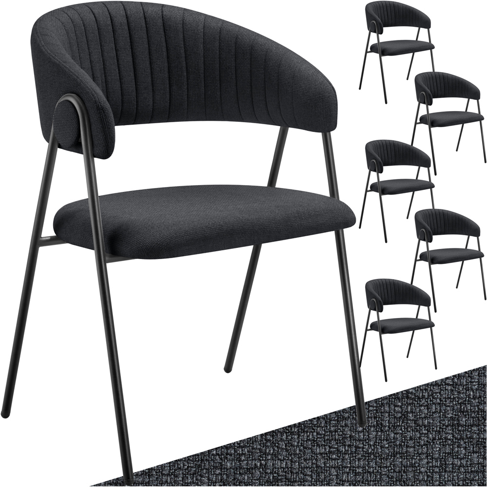 tectake Bedano Set of 6 Black Dining Chair Image 2