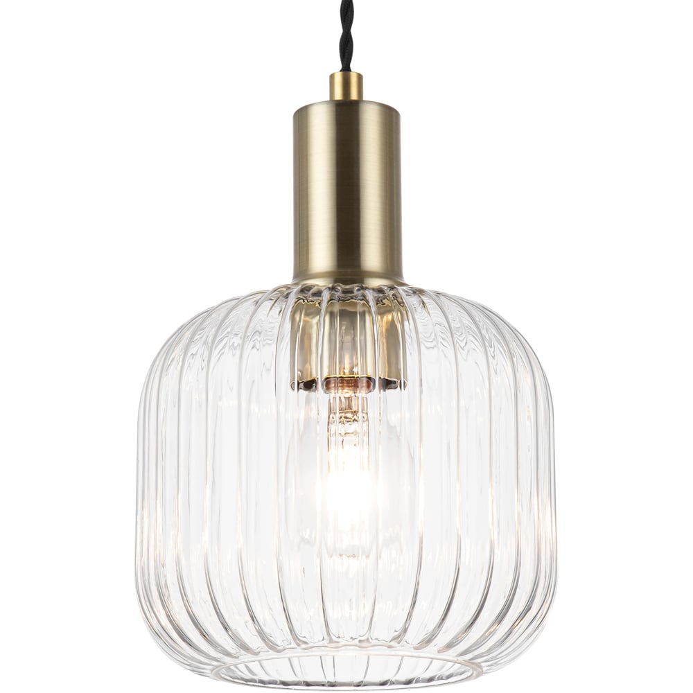 Cosylyte Clayton Brushed Brass Ribbed Glass 3 Light Bar Pendant Light Image 5