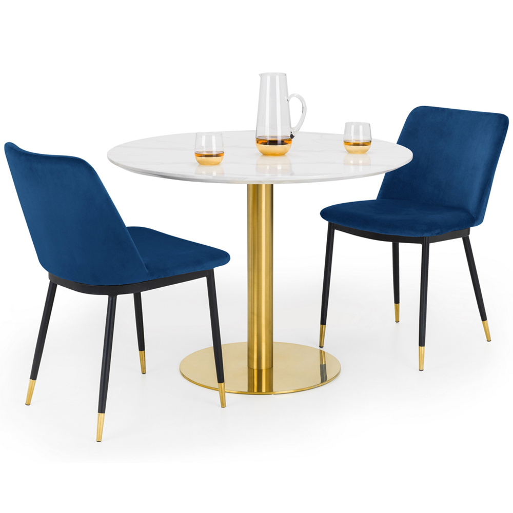 Julian Bowen Palermo Delaunay 2 Seater Round Dining Set White and Blue Image 2