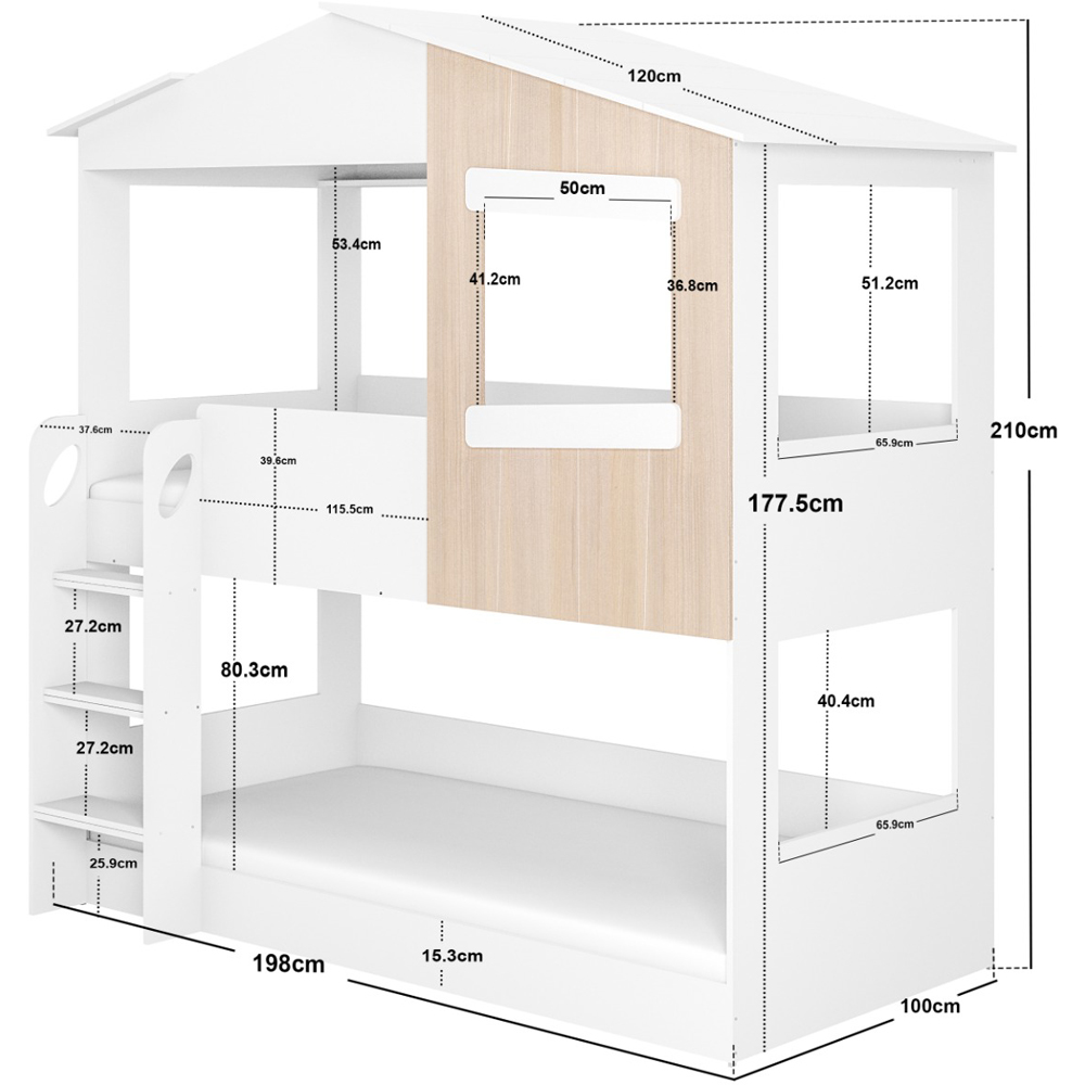 Flair Dreamland White and Oak House Bunk Bed Image 6