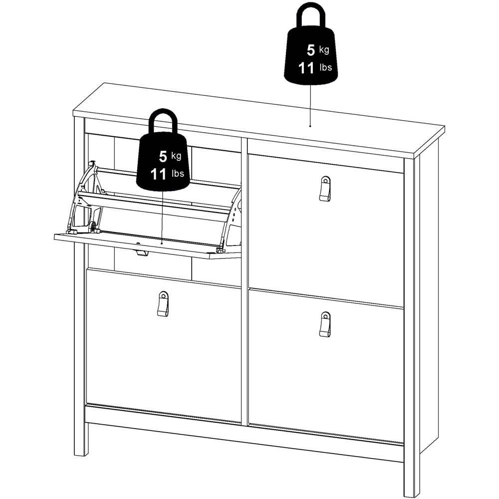 Florence Madrid 4 Flip Down Doors White Shoe Cabinet Image 9