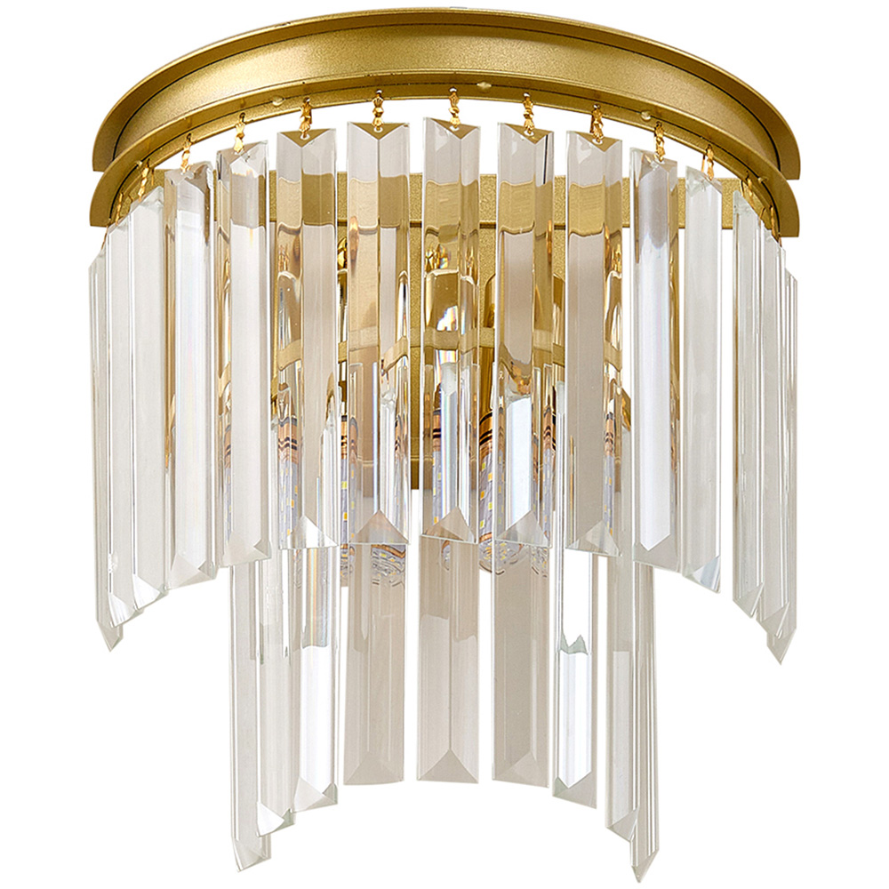 Living and Home Gold Crystal Glass E14 Wall Light Image 3
