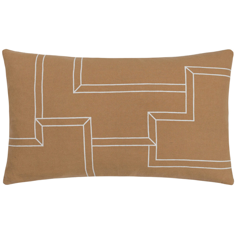 Hoem Marzena Toffee Geometric Cushion Image 1
