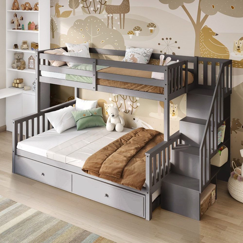 Flair Tag Triple Grey Staircase Bunk Bed with Trundle Image 5