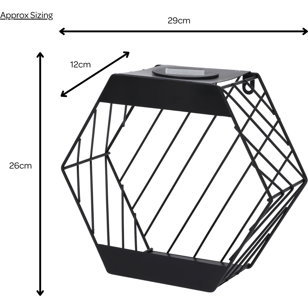 Jack Stonehouse Black Iron Hexagonal Solar LED Garden Wall Planter 24cm Image 3