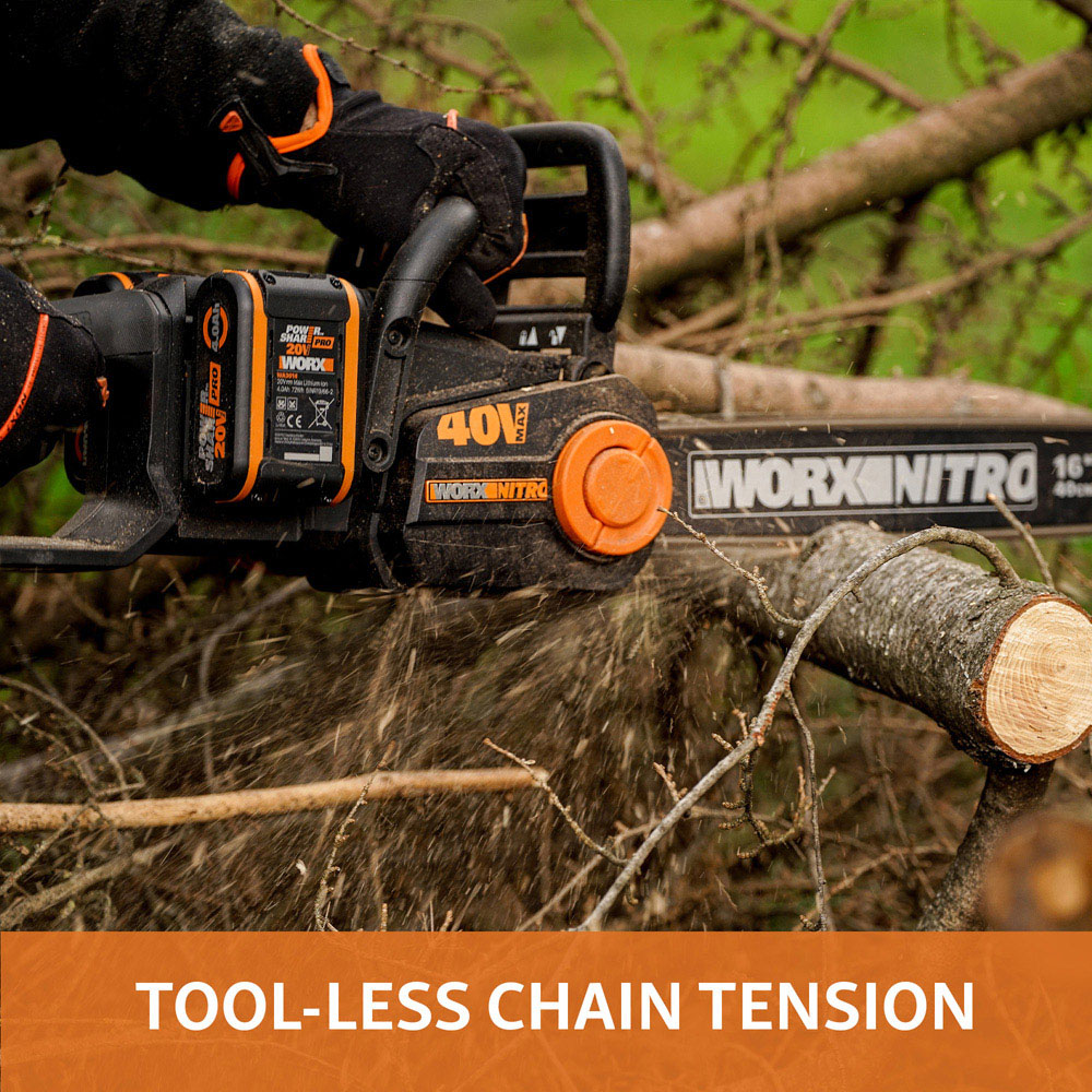 Worx Nitro WG385E 40V 40cm Cordless Brushless Chainsaw with 4.0Ah Battery Image 4