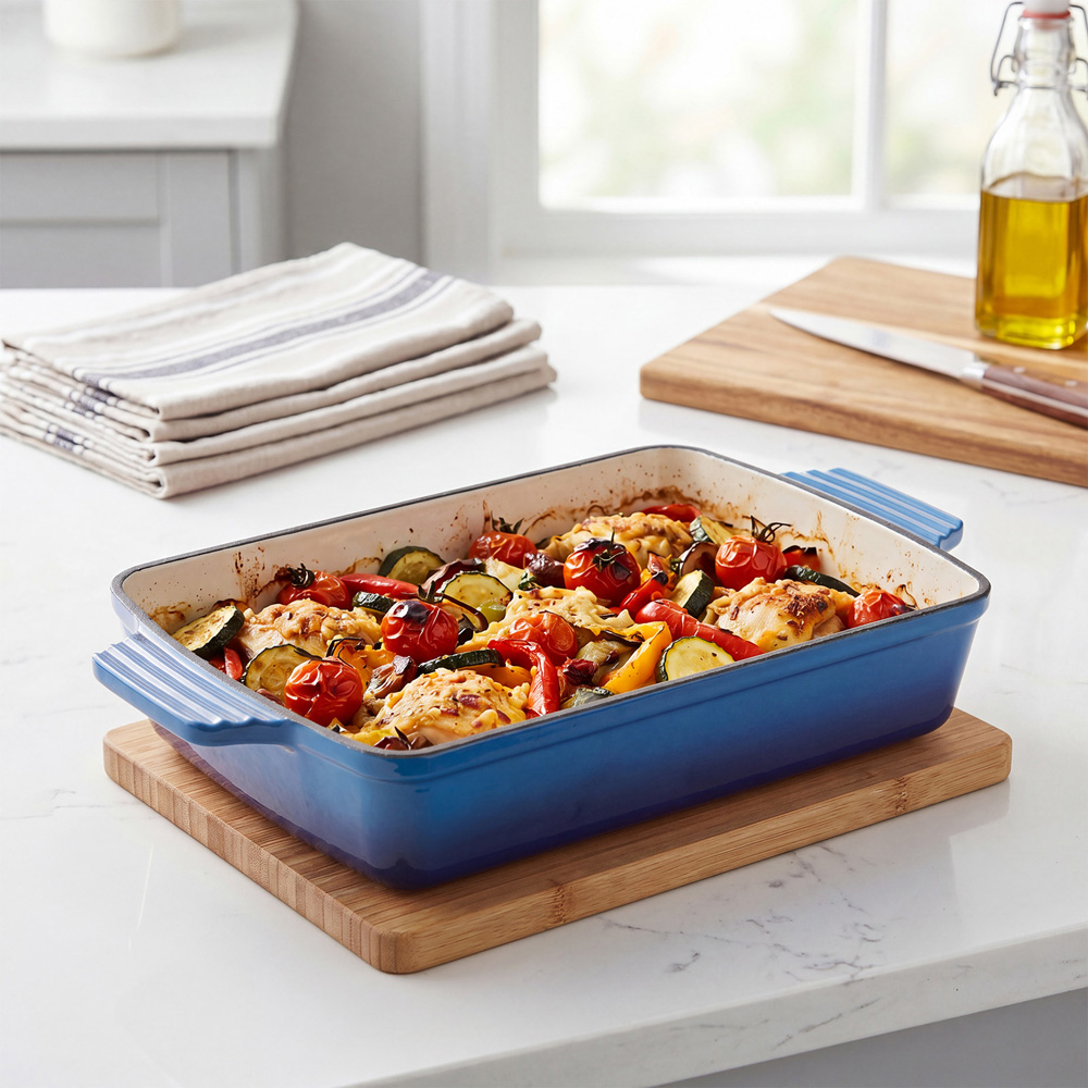 Living and Home 3L Blue Enamelled Rectangular Baking Dish Image 7