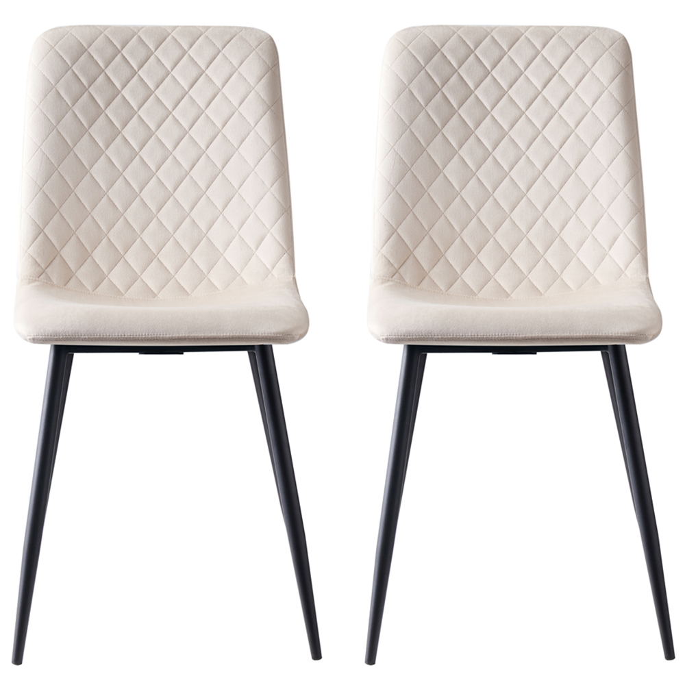 Lexi Set of 4 Beige Velvet Fabric Dining Chairs Image 3