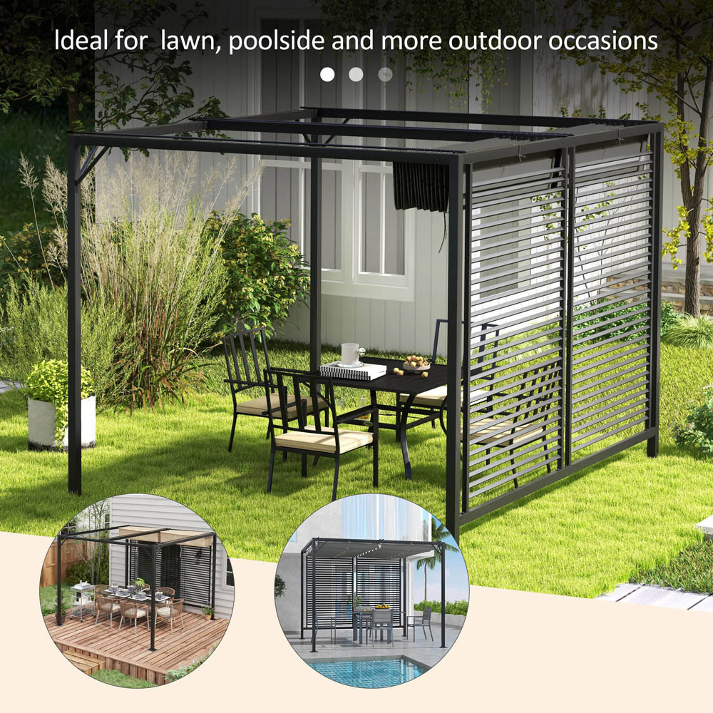 Outsunny 3 x 2.8m Grey Retractable Sun Shade Pergola Roof Image 6