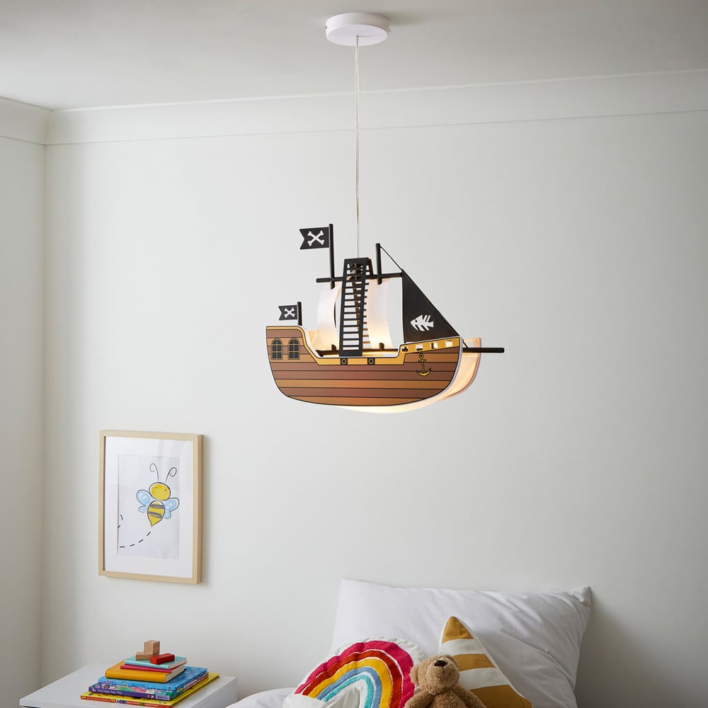 Glow Brown 3D Pirate Ship Ceiling Light Image 2