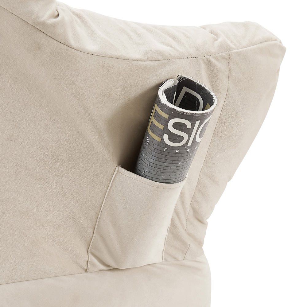 Home Detail Mellow Beige Velvet Lazy Chair Image 3