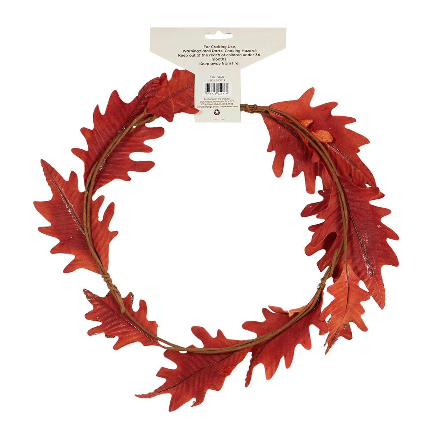 Autumn Velvet Glitter Leaf Garland - Orange Image 2