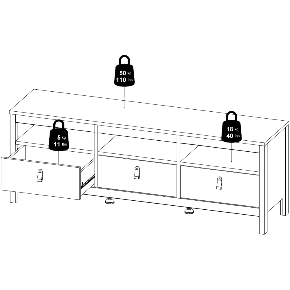 Florence Madrid 3 Drawer 3 Shelf Cashmere TV Unit Image 8