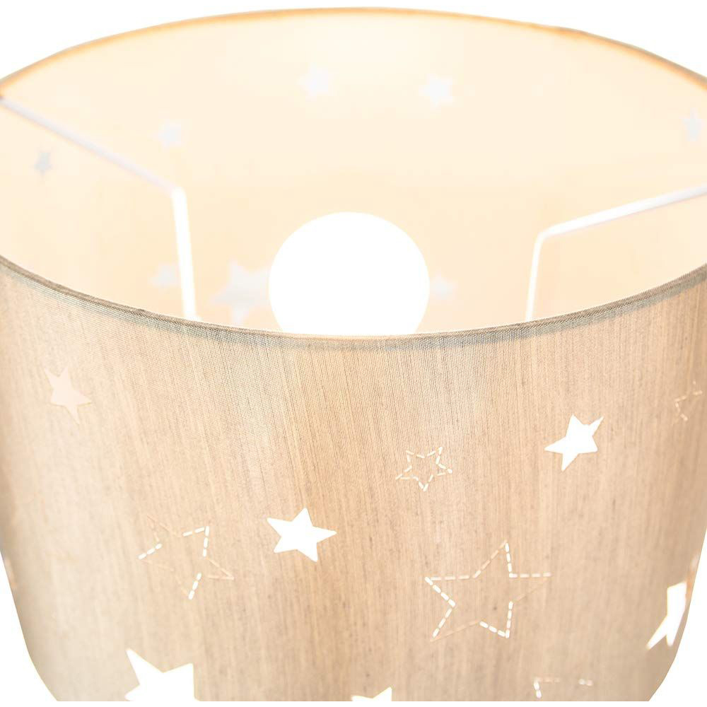 Happy Homewares Contemporary Beige Linen Laser Cut Stars Children Pendant Shade Image 3