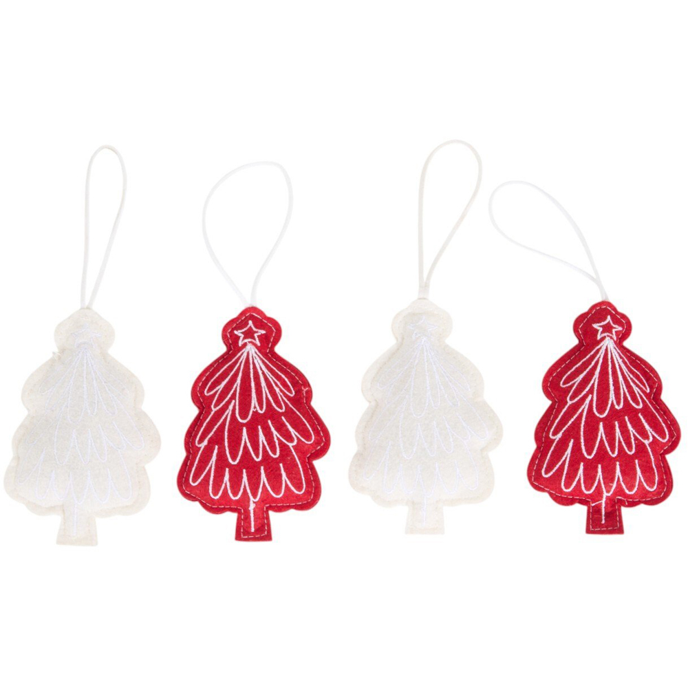Set of 4 Felt Tree Hanging Decorations Image 1