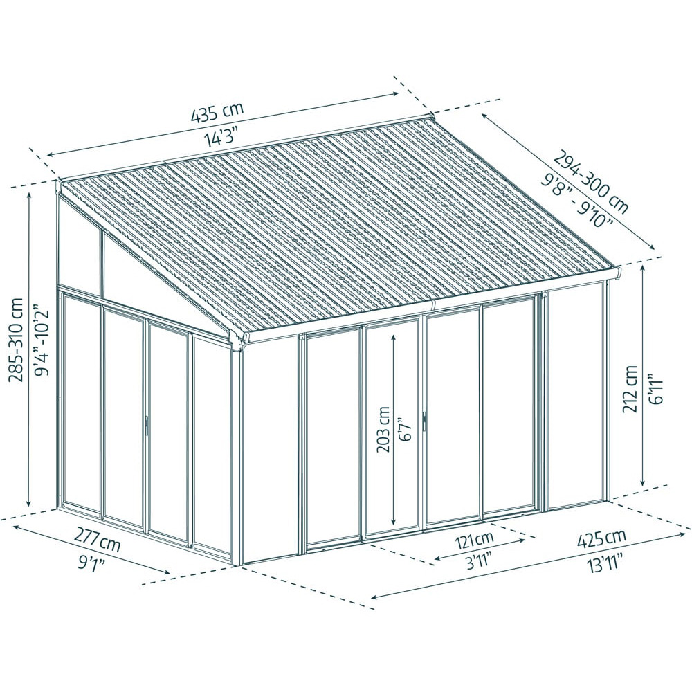 Palram Canopia Sanremo Veranda Grey Clear Sunroom 3 x 4.25ft Image 6